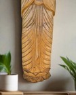 Meditating Buddha Statue Hand Carved Sculpture Pine Wood 33  X 6 
