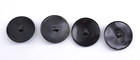 Vintage Large Black Plastic 1-hole Sewing Buttons 1-3 8  Set Of 4 Engraved Lines