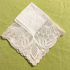 Victorian Lace Trim Linen Wedding Hankderchief Hanky Bride  something Old 