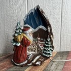 Vintage Ceramic Mold Santa Claus Snowy Christmas Cross Village 10  Lamp