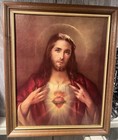 Vintage Framed Sacred Heart Of Jesus Picture 11    X 9    Christian Art