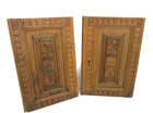 Pair Antique French Carved Wood Oak Door Panels Reclaimed Architectural Flower B