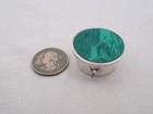 Estate Sterling Silver Taxco Green Enamel Pill Box Pd-13