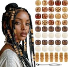 60 Pieces Wooden Hair Beads Dreadlock Jewelry Charms For Braids Locs Diy Usa New