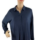 Eileen Fisher Button Up Tunic Top Navy Blue Size S