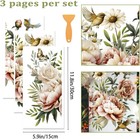 3 Sheets Vintage Flower And Bird Rub On Transfers For Crafts And Furniture 12  6i