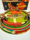 Vintage 1920   s Marx Honeymoon Express Wind Up Tin Train Toy Winds Up Works W box