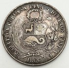 1866 Y b  Peru 1 Sol Lima Mint Silver  900 Toned Toning Vf Very Fine Scarce