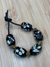 African Trade Beads Antique Venetian Fancy Black Floral X 5