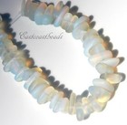 Pebble Beads  Moonstone Opal  W frosted Sea Glass Finish  12x9mm   22pieces