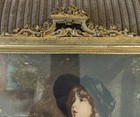 Antique Lithograph  Victorian Girl In Dress  Ornate Gilt Frame  C  1890-1915