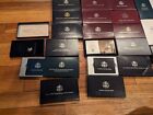 Lot Of 27 Mixed Us Mint Commemorative Coin Dollars Boxes Empty Boxes Most W Coa 