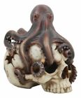Sea Monster Red Eyed Octopus Wrapping Around Skull Statue 5 25 h Nautical Decor