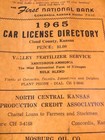 Vintage 1965 Car Truck License Plate Owner Directory Book Cloud County Kansas