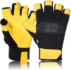Mg210p Fingerless Mechanic Work Gloves  Waterproof Cowhide Palm  Breathable O   