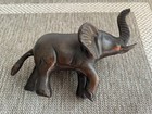 Vintage Bronze Elephant Figurine Trunk Up Heavy Cast Good Luck Statue Home Decor
