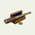 Antique Brass Telescope With Wooden Box - Nautical Pirate Marine Scope Gift