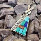 Veronica Benally Navajo Native American Multi Stone Sterling Silver Pin Brooch