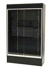 4 Foot Wide Black Wood Wall Display Showcase With Led Lights And Lock With Keys