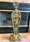 Vintage Brass Art Deco Lady Fireplace Screen Peacock Hearth Fan Patina 48  Wide