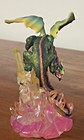 Realistic   Green Dragon On Crystal Ice Base   Figurine  Statue