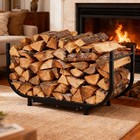 Storage Rustproof Holder Heavy Duty 30in Semi-ellipse Firewood Rack Indoor Black
