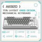 Ajazz Ak820 75  Wired Mechanical Gaming Keyboard Volume Knob White Led
