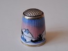 Vintage Norwegian Norway Silver Gilt   Enamel Thimble  Aksel Holmsen  Hallmarked
