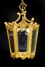 Antique   Hanging Lamp Lantern Chandelier French Brass 1920 Rewired Restored