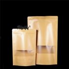 Kraft Paper Stand Up Pouch Clear Window Sealable For Zip Food Pack Lock Bag