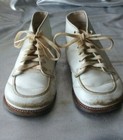 Child Craft Vintage White Solid Leather Baby Boots   Booties  Sz 5 1 3  