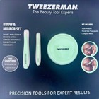 Tweezerman Brow Tweezer Set- Includes Slant Tweezer  Travel Tweezerette   Mirror