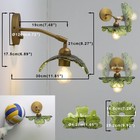 1-light Brass Glass Vanity Wall Sconce With Green Flower Shade  Vintage Indus   