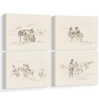 Western Cowboy Wall Art Vintage Canvas Wall Decor Prints 12 x16  Wrapped Canvas