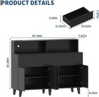 Modern Buffet Sideboard Cabinet With Power Outlets Led Light Bedroom Livingroom