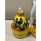 Italian Ceramic Olive Oil And Vinegar Cruet Set Yellow Hand Painted