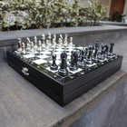 Luxury Chess Set With Storage Marble Look Wooden Board Weighted - Christmas Gift