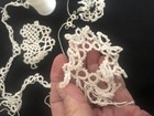 5pc Antique Vtg Ecru White Needle Tatting Lace Trim Remnant Scrap Thread Spool A
