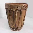 Vtg Native American Handcrafted 2 Sided Hand Drum Calf Hair Hide Top Bottom 10x7