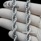 17 20 24 30 men s Stainless Steel Wide 8mm Silver Rope Chain Necklace an149