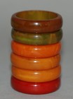 Vintage Bakelite Napkin Rings Set Of Six Multi Colored In Original Cardboard Box