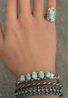 Vintage Navajo Dry Creek Turquoise Sterling Bracelet  Earrings ring  Pendant Set