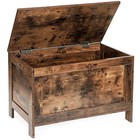 Retro Wooden Toy Box Storage Chest With Safety Hinge  Entryway Bench  220 Lb Cap