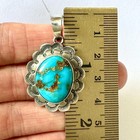 Navajo Royston Turquoise Pendant 1 5in Hand Stamped Antiqued Skeets Sterling
