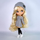 Blythe Doll Outfit Dress Clothes Grey Knit Sweater Hat Socks Boots Set 1 6 Bjd