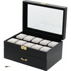 Black Faux Leather Watch Case Glass Top Jewelry Faux Leather Counter Fixture