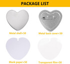 50sets Button Parts For  Square Button Maker Machine  heart Shaped Buttons 