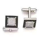 1 89ct Round Lab-created Diamond Men s Shirt Gift Cufflink 14k White Gold Finish