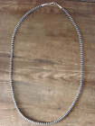 Native American Navajo Pearl Sterling Silver Saucer Bead 28  Necklace - Doree   