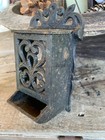 Antique Cast Iron Wall Box Stick Match Holder Wall Safe Matchbox  7  Tall
